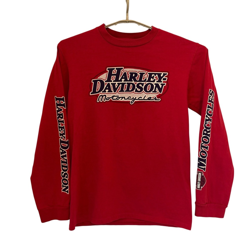 Harley Davidson Hollywood California Red Long Sleeve Hit Graphic T-Shirt M USA - Picture 5 of 11